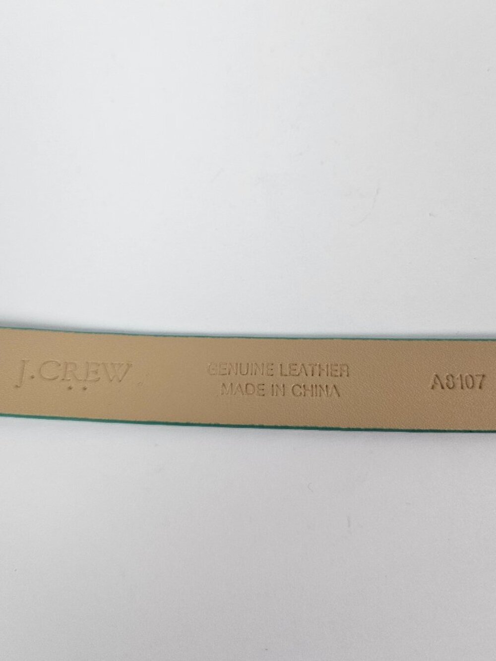 J. Crew Triple Loop Turquoise Snake Embossed Leather Skinny Belt S A8107 - Picture 4 of 7